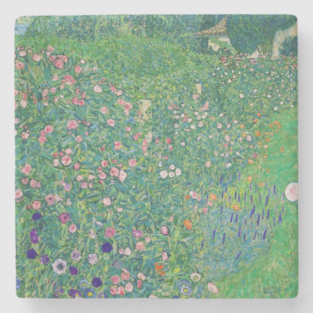 Gustav Klimt - Italian Garden Landscape Stone Coaster (Front)