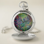 Gustav Klimt Italian Garden Pocket Watch<br><div class="desc">Pocket Watch featuring Gustav Klimt’s oil painting Italian Garden Landscape (1913). A beautiful garden of colourful flowers: red,  white,  pink,  purple. A great gift for fans of Art Nouveau and Austrian art.</div>