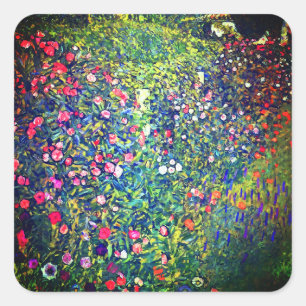 Gustav Klimt Italian Garden Square Sticker