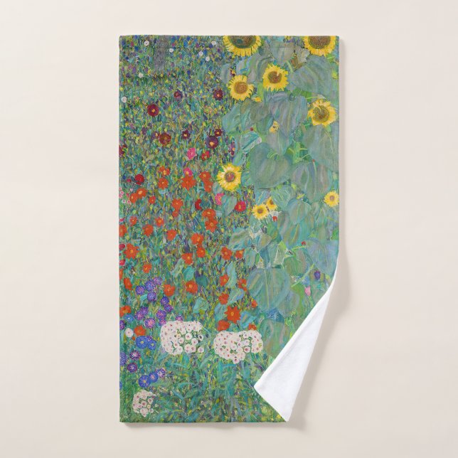 Gustav Klimt - Jardin de campagne avec tournesols (Serviette à main)
