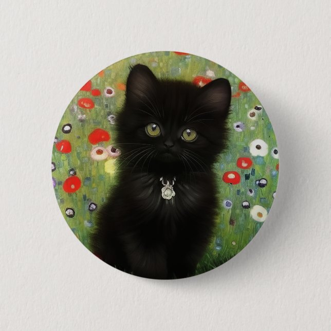 Gustav Klimt Kitten 2 Inch Round Button (Front)