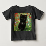 Gustav Klimt Kitten Baby T-Shirt<br><div class="desc">Baby T-Shirt featuring a Gustav Klimt kitten! This black kitty wears a silver collar and sits in a field of red,  blue,  white,  and yellow flowers. A wonderful gift for cat lovers and Austrian art enthusiasts!</div>