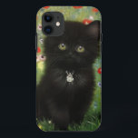 Gustav Klimt Kitten Case-Mate iPhone Case<br><div class="desc">iPhone Case featuring a Gustav Klimt kitten! This black kitty wears a silver collar and sits in a field of red,  blue,  white,  and yellow flowers. A wonderful gift for cat lovers and Austrian art enthusiasts!</div>