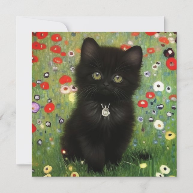 Gustav Klimt Kitten Invitation (Front)
