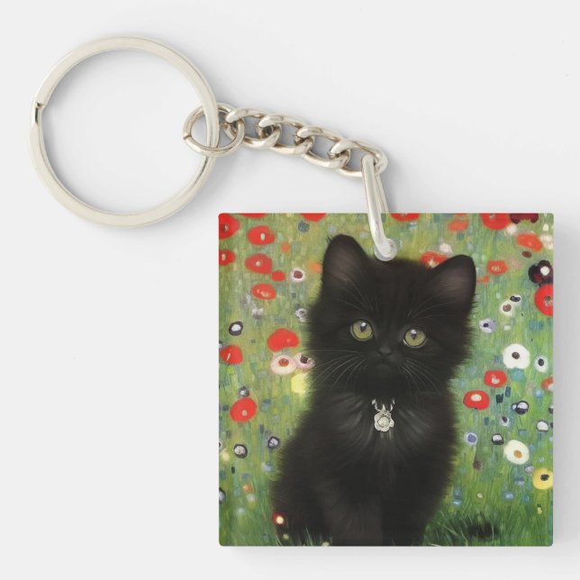 Gustav Klimt Kitten Keychain (Front)