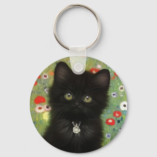 Gustav Klimt Kitten Keychain