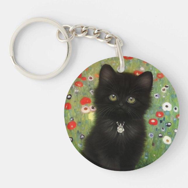 Gustav Klimt Kitten Keychain (Front)