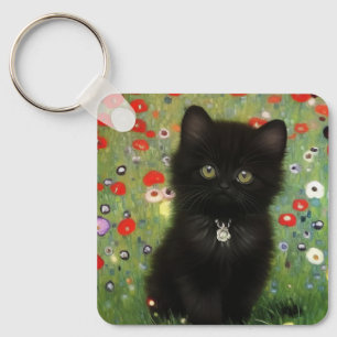 Gustav Klimt Kitten Keychain
