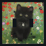 Gustav Klimt Kitten Light Switch Cover<br><div class="desc">Light Switch Cover featuring a Gustav Klimt kitten! This black kitty wears a silver collar and sits in a field of red,  blue,  white,  and yellow flowers. A wonderful gift for cat lovers and Austrian art enthusiasts!</div>