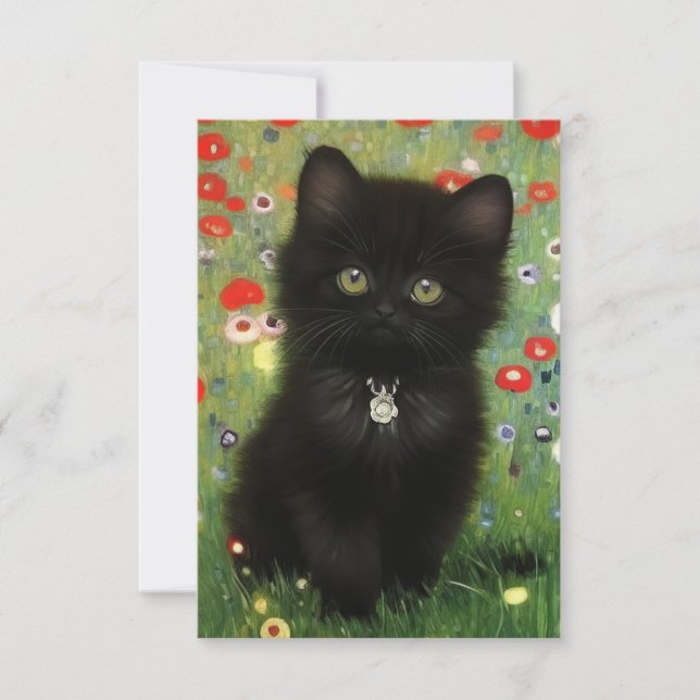 Gustav Klimt Kitten RSVP Card (Front)