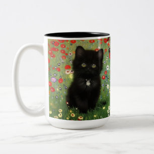 Gustav Klimt Kitten Two-Tone Coffee Mug