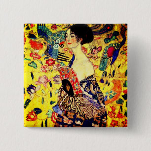 Gustav Klimt Lady with Fan 2 Inch Square Button