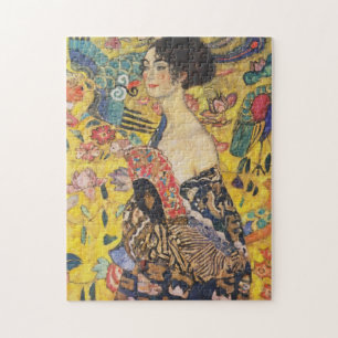 Gustav Klimt Lady With Fan Art Nouveau Painting Jigsaw Puzzle