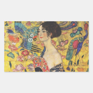 Gustav Klimt Lady With Fan Art Nouveau Painting Sticker