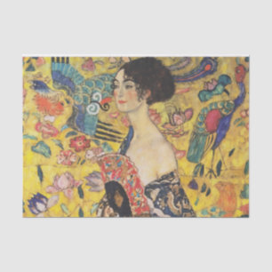 Gustav Klimt Lady With Fan Art Nouveau Painting Tissue Paper