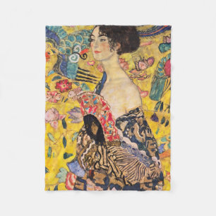 Gustav Klimt - Lady with Fan Fleece Blanket