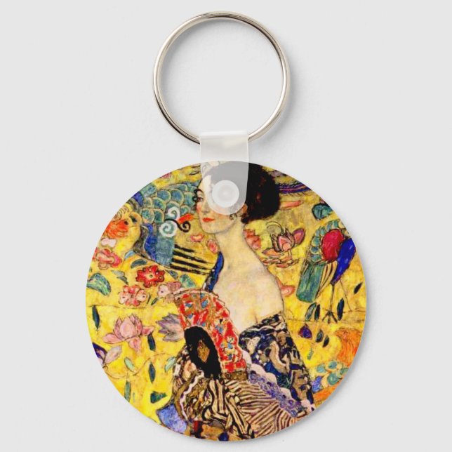 Gustav Klimt Lady with Fan Keychain (Front)
