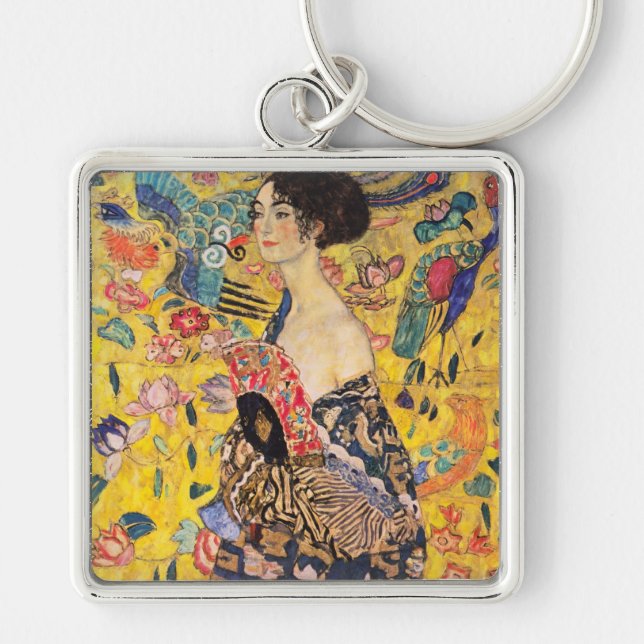 Gustav Klimt - Lady with Fan Keychain (Front)