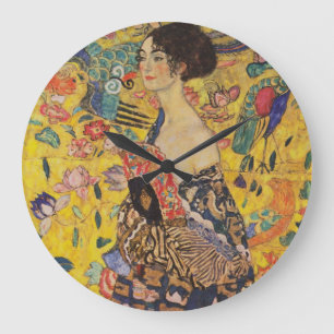 Gustav Klimt - Lady With Fan Large Clock