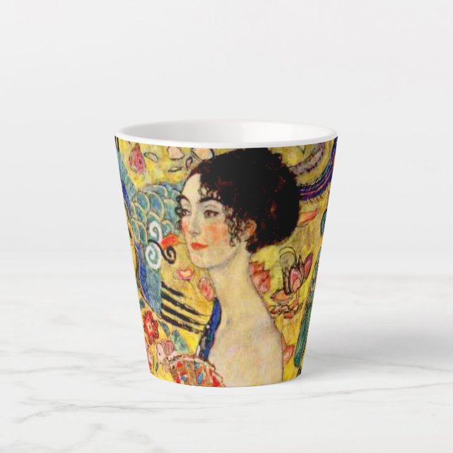 Gustav Klimt Lady with Fan Latte Mug (Front)