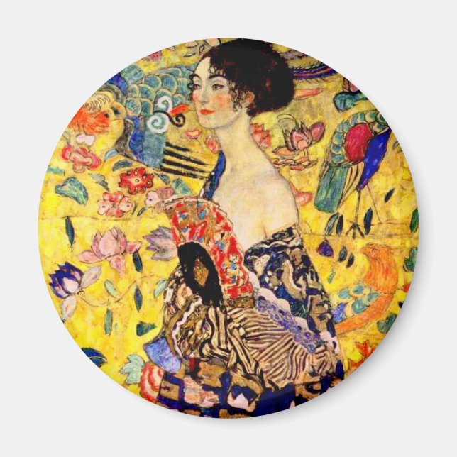 Gustav Klimt Lady with Fan Magnet (Front)