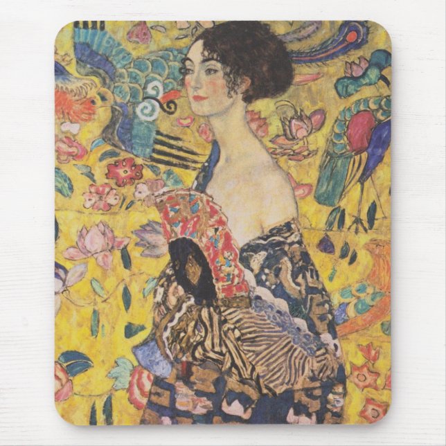 Gustav Klimt Lady With Fan Mouse Pad (Front)