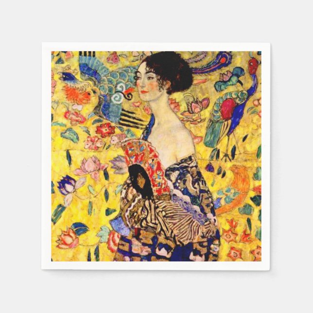 Gustav Klimt Lady with Fan Napkin (Front)