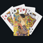 Gustav Klimt Lady with Fan Playing Cards<br><div class="desc">Playing Cards featuring Gustav Klimt’s oil painting Lady with Fan (1918). A woman wearing a blue kimono holds a red fan against a colourful yellow background of flowers and peacocks. A great gift for fans of Japonisme and European art.</div>