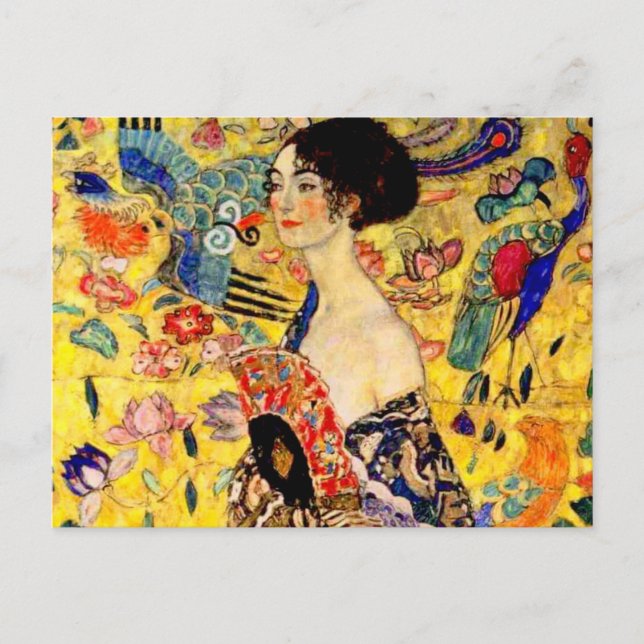 Gustav Klimt Lady with Fan Postcard (Front)