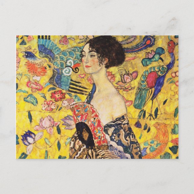 Gustav Klimt Lady With Fan Postcard (Front)