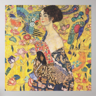 Gustav Klimt - Lady with Fan Reproduction Poster
