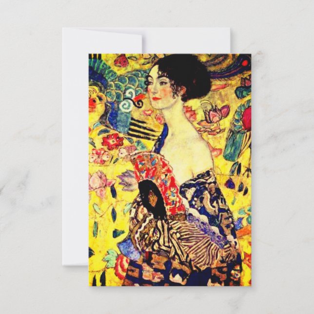Gustav Klimt Lady with Fan RSVP Card (Front)