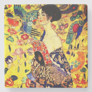 Gustav Klimt Lady with Fan Stone Coaster