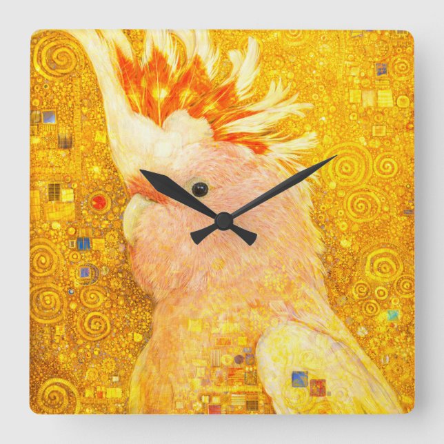 Gustav Klimt Major Mitchell Cockatoo Square Wall Clock (Front)