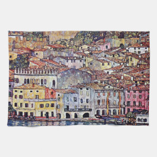 Gustav Klimt - Malcesine at Lake Garda Italy Kitchen Towel