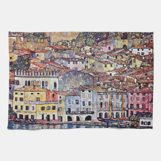 Gustav Klimt - Malcesine at Lake Garda Italy Kitchen Towel