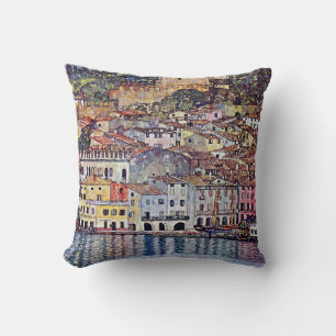 Gustav Klimt - Malcesine at Lake Garda Italy Throw Pillow