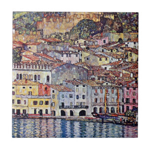 Gustav Klimt - Malcesine at Lake Garda Italy Tile