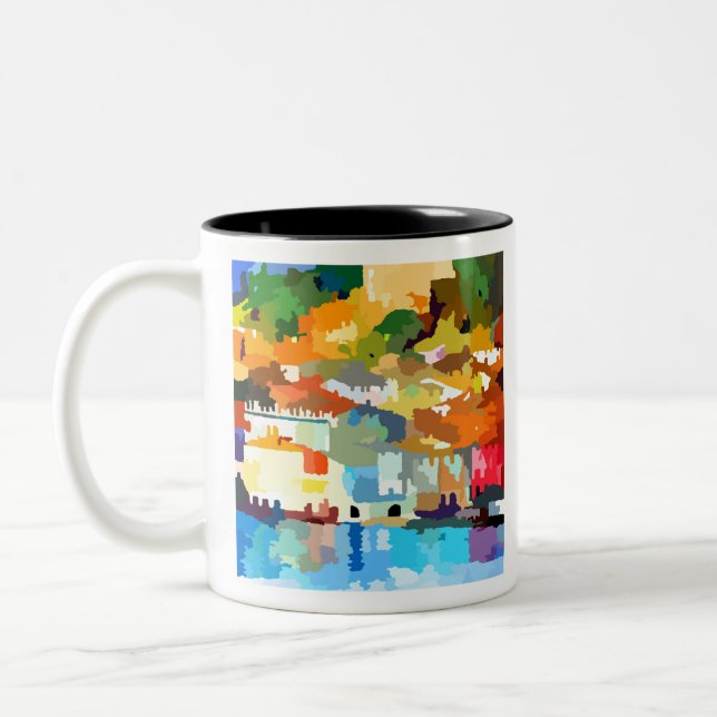 Gustav Klimt Malcesine on Lake Garda IV Two-Tone Coffee Mug (Left)