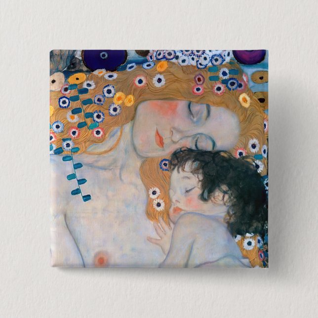Gustav Klimt - Mother and Child 2 Inch Square Button (Front)