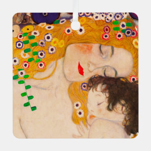 Gustav Klimt - Mother and Child Metal Ornament