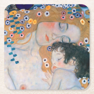 Gustav Klimt - Mother and Child Square Paper Coaster