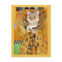 Gustav Klimt or mignon chat spocard carte postale