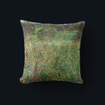 Gustav Klimt - Orchard Throw Pillow<br><div class="desc">Orchard / Blooming Field / Field of Flowers - Gustav Klimt, Oil on Canvas, 1907</div>