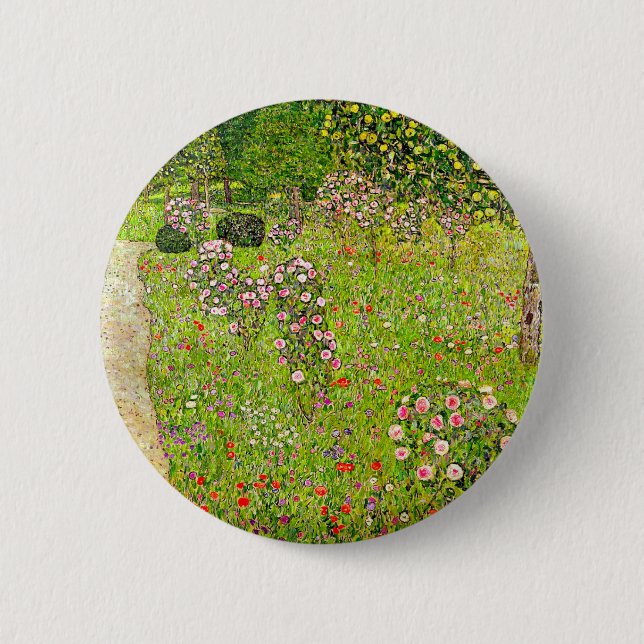 Gustav Klimt Orchard with Roses 2 Inch Round Button (Front)