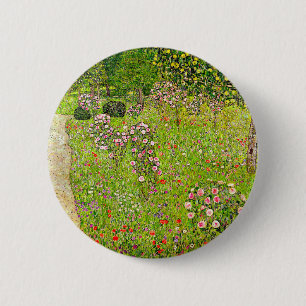 Gustav Klimt Orchard with Roses 2 Inch Round Button