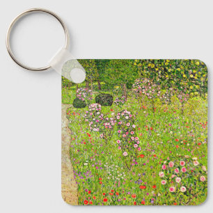 Gustav Klimt Orchard with Roses Keychain