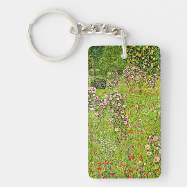 Gustav Klimt Orchard with Roses Keychain (Front)