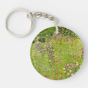 Gustav Klimt Orchard with Roses Keychain