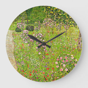 Gustav Klimt Orchard with Roses Large Clock